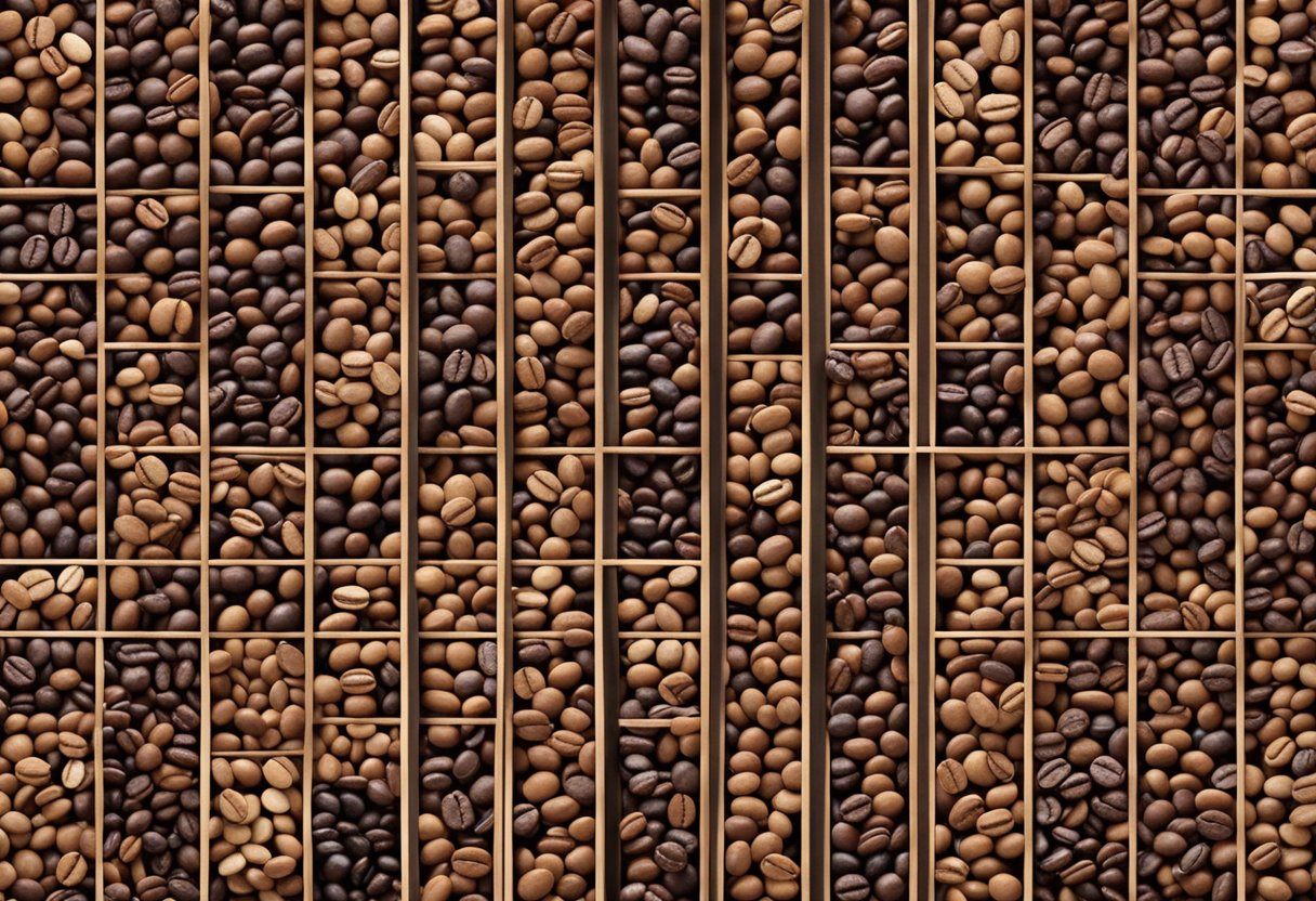 A variety of coffee beans from around the world, each with unique profiles, arranged on a rustic wooden table