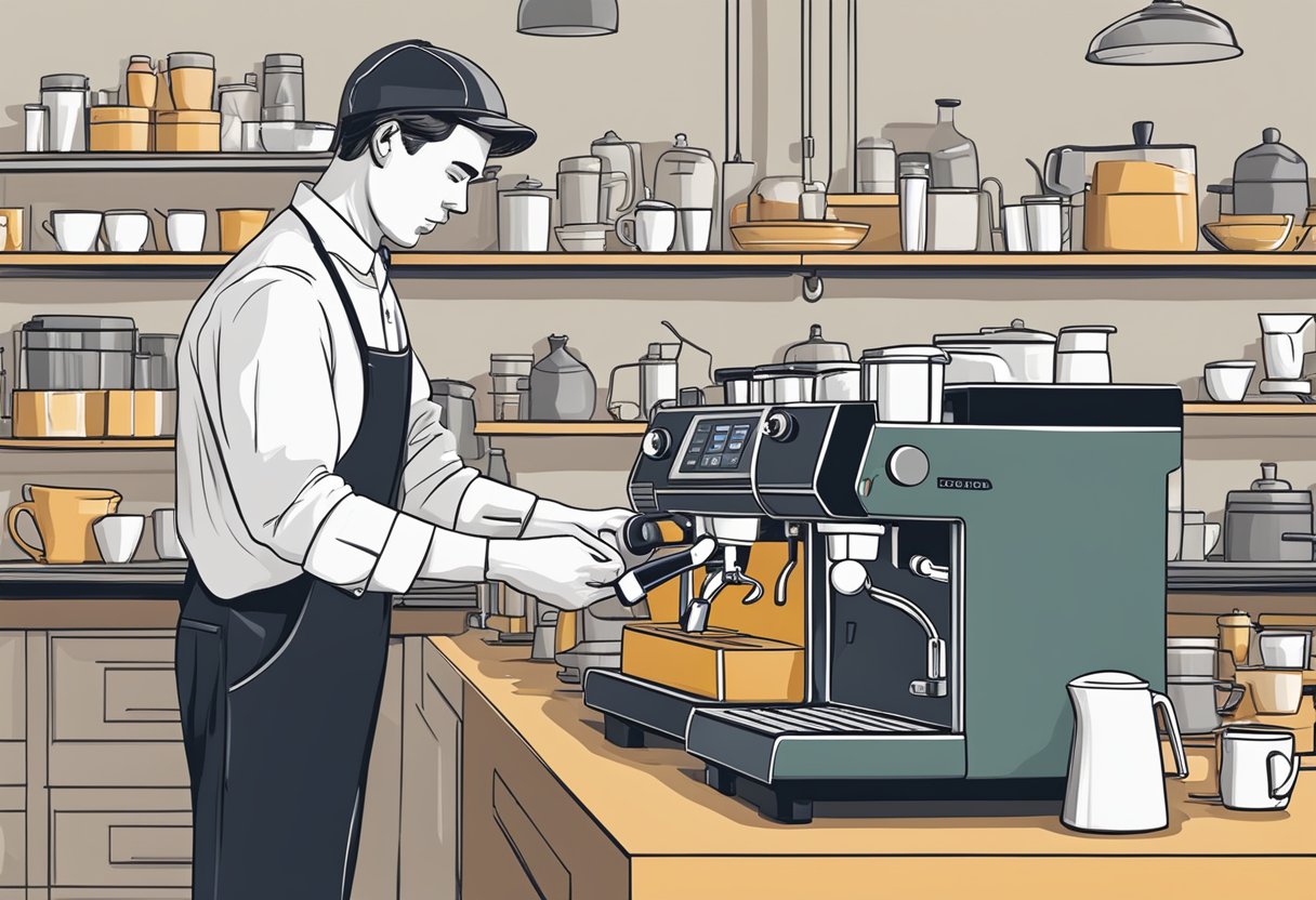 A barista expertly adjusts espresso machine settings for optimal extraction