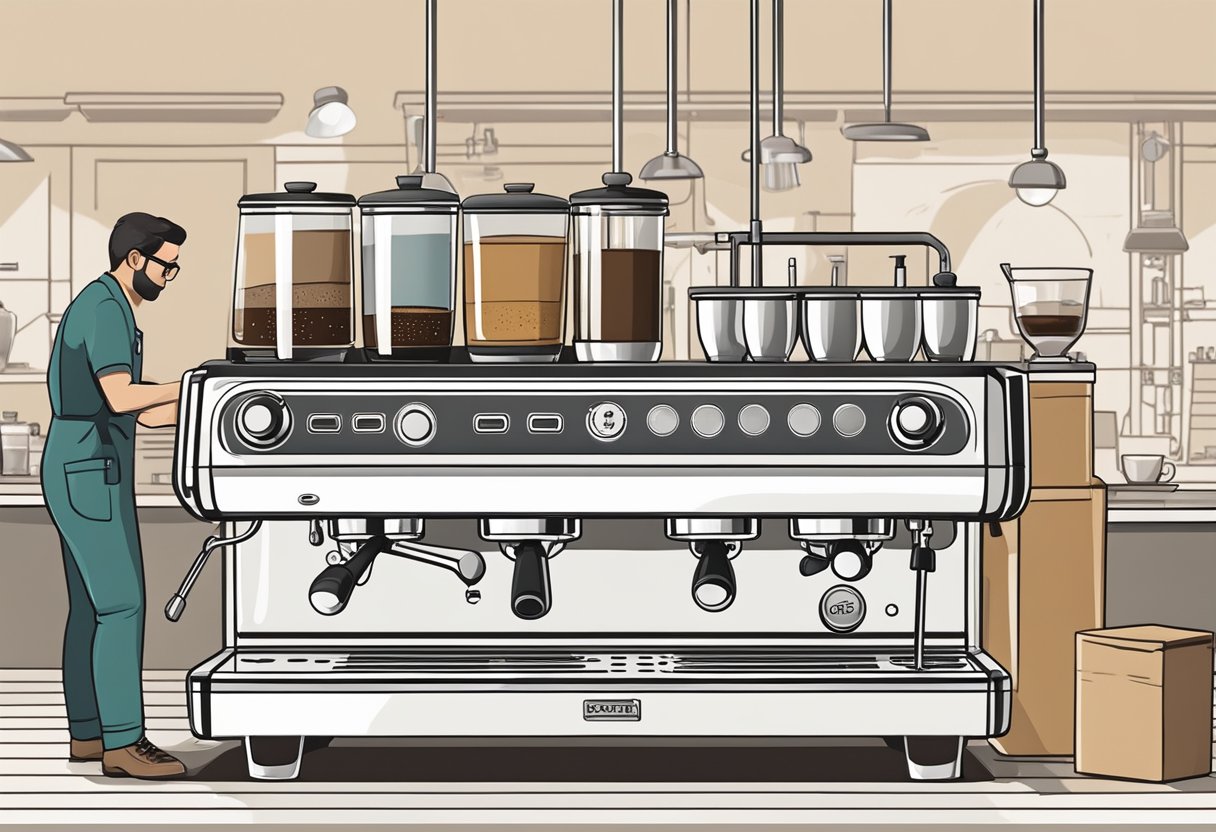 A barista using various espresso extraction tools and machines to demonstrate different techniques