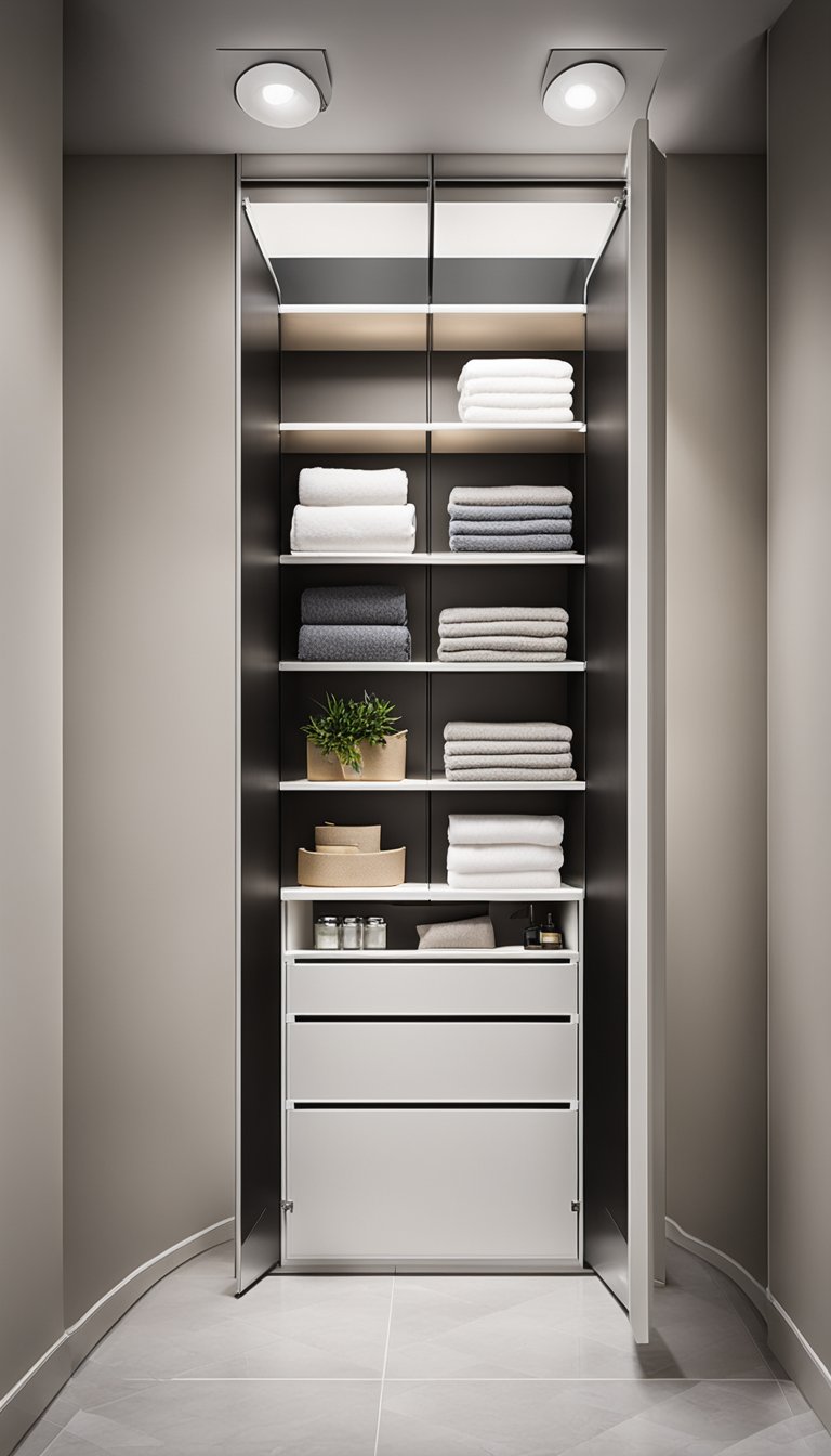 A small bathroom closet with 10 magnetic strip storage solutions for organization