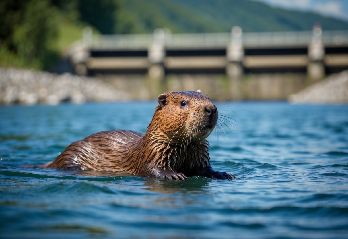 A male beaver is called a "boar." An illustrator could recreate a scene of a boar beaver swimming in a river with a dam in the background