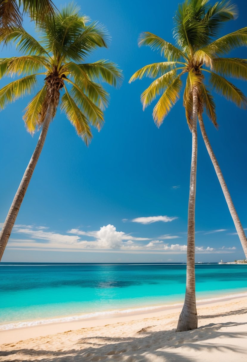 Golden sand, turquoise waters, palm trees, and clear blue skies at Seven Mile Beach, Jamaica