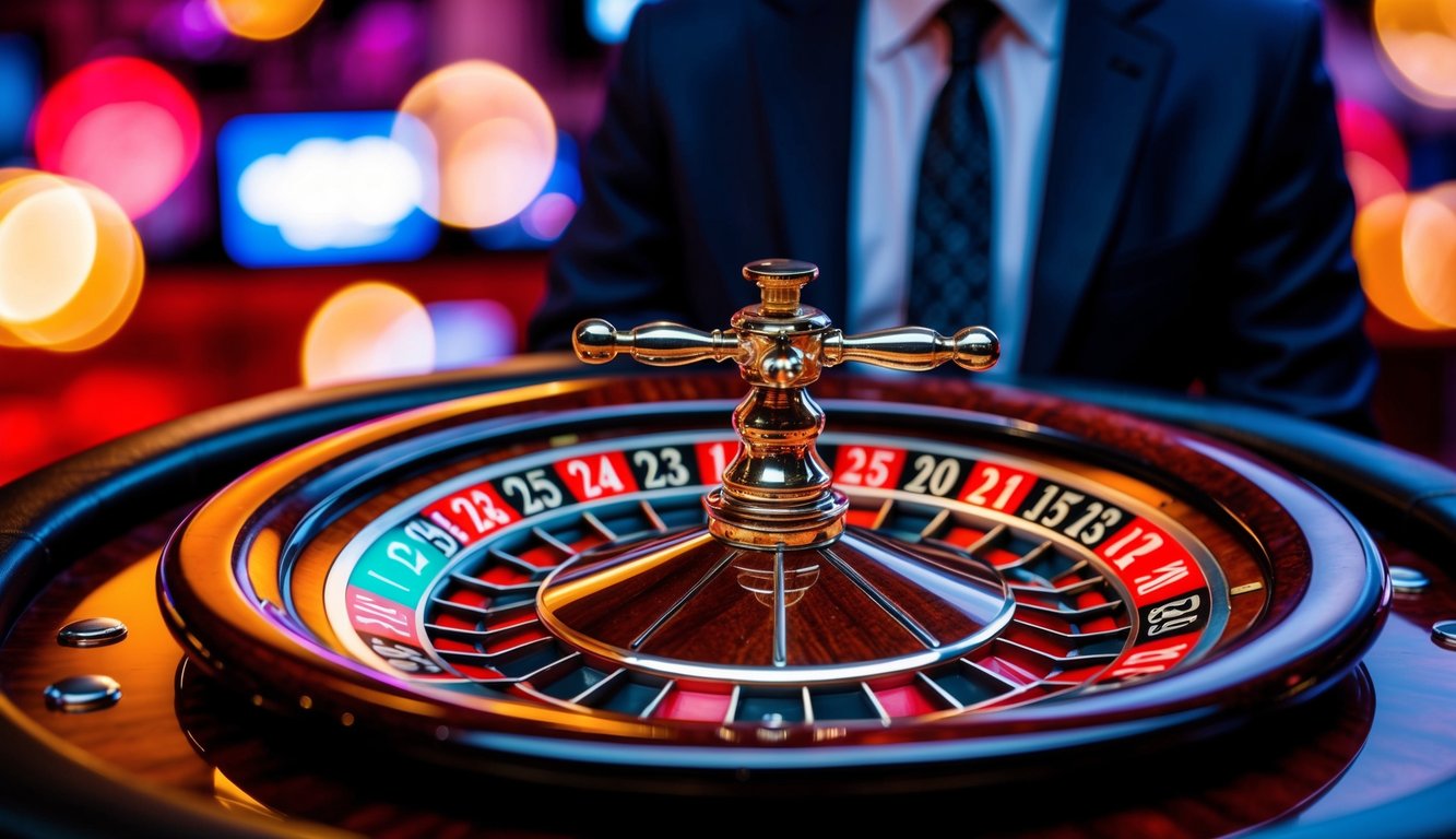 Roda roulette berputar di antarmuka kasino online yang penuh warna