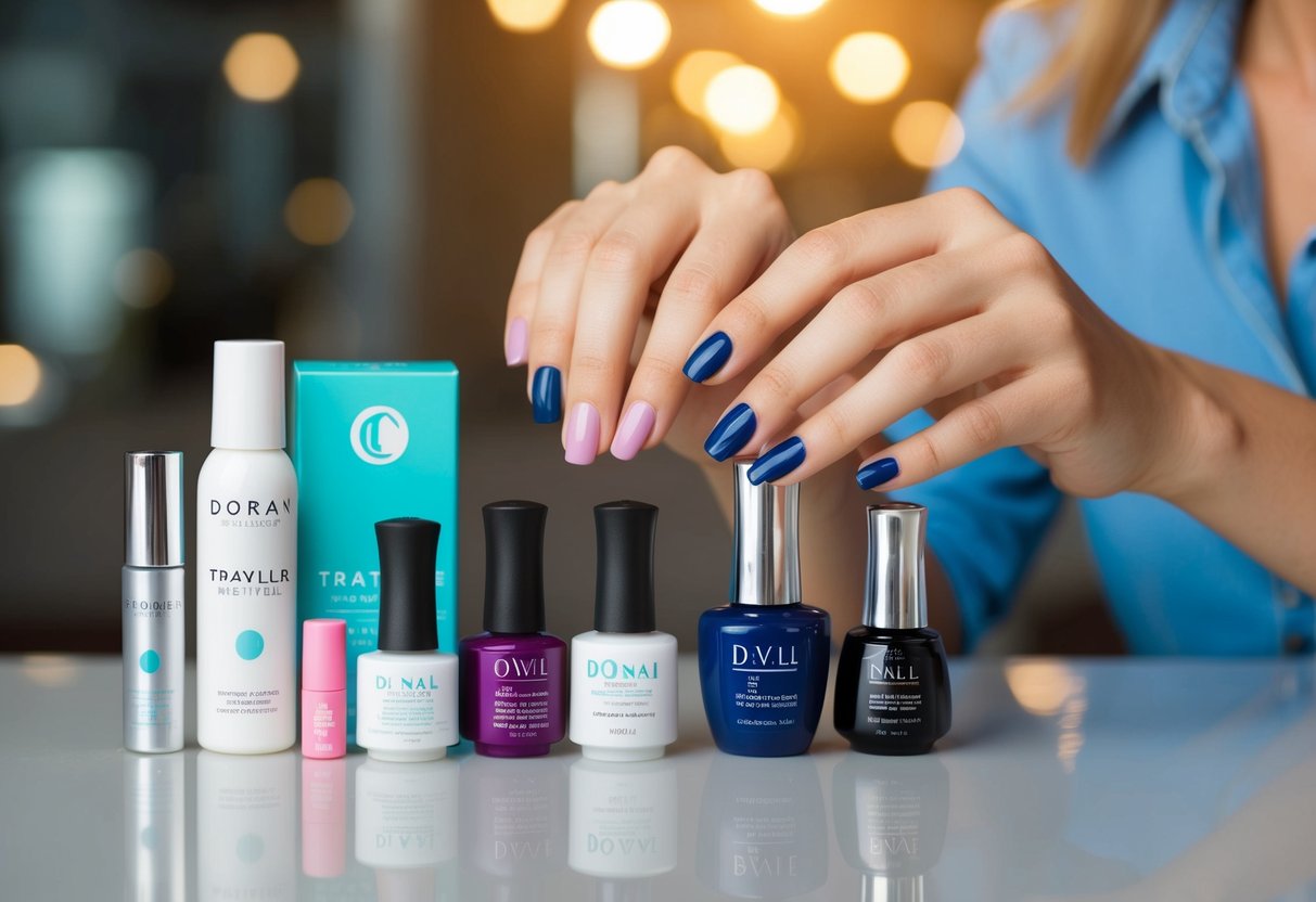 A traveler carefully selects nail products from a variety of safe and trusted options