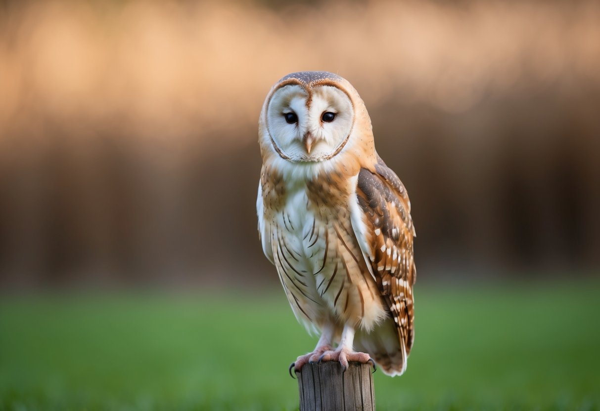 A barn owl stands taller than a tawny owl, with a larger wingspan and a heart-shaped face
