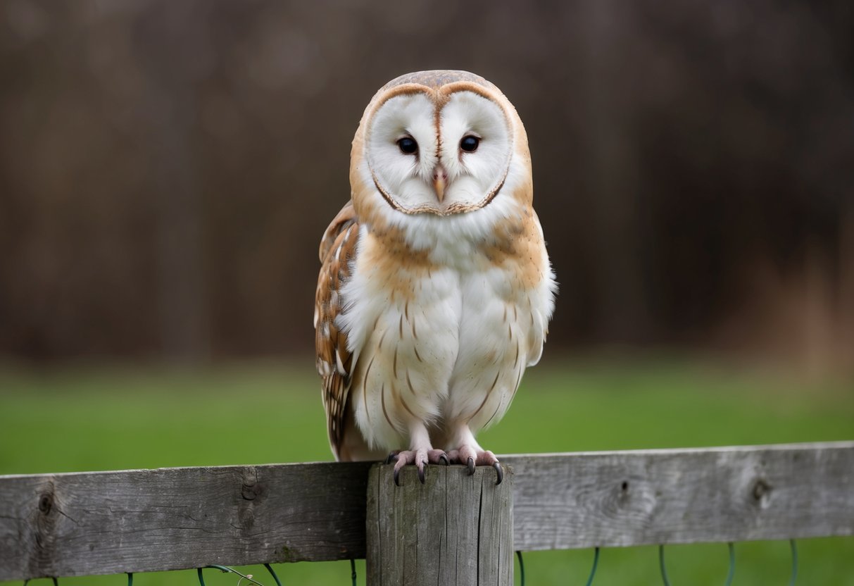A barn owl perched on a weathered wooden fence post, its heart-shaped face and white, heart-shaped face and white, heart-shaped face and white, heart-shaped face and white, heart-shaped face and white, heart-shaped face and white, heart-shaped face and white, heart-shaped face and white, heart-shaped face and white, heart-shaped face and white, heart-shaped face and white, heart-shaped face and white, heart-shaped face and white, heart-shaped face and white, heart-shaped face and white, heart-shaped face and white, heart-shaped face and white, heart-shaped face and white, heart-shaped face and white, heart-shaped face and white, heart-shaped face and white, heart-shaped face and white, heart-shaped face and white, heart-shaped face and