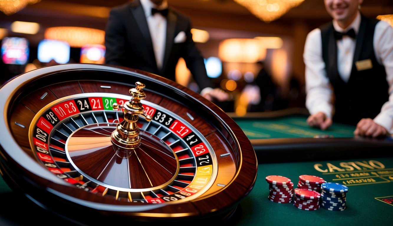 Roda roulette berputar dengan dealer langsung di meja kasino