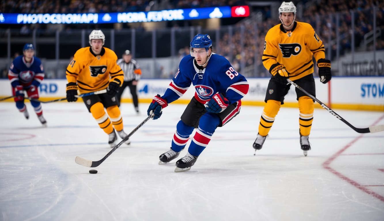 Sebuah pertandingan hoki yang sedang berlangsung di arena NHL