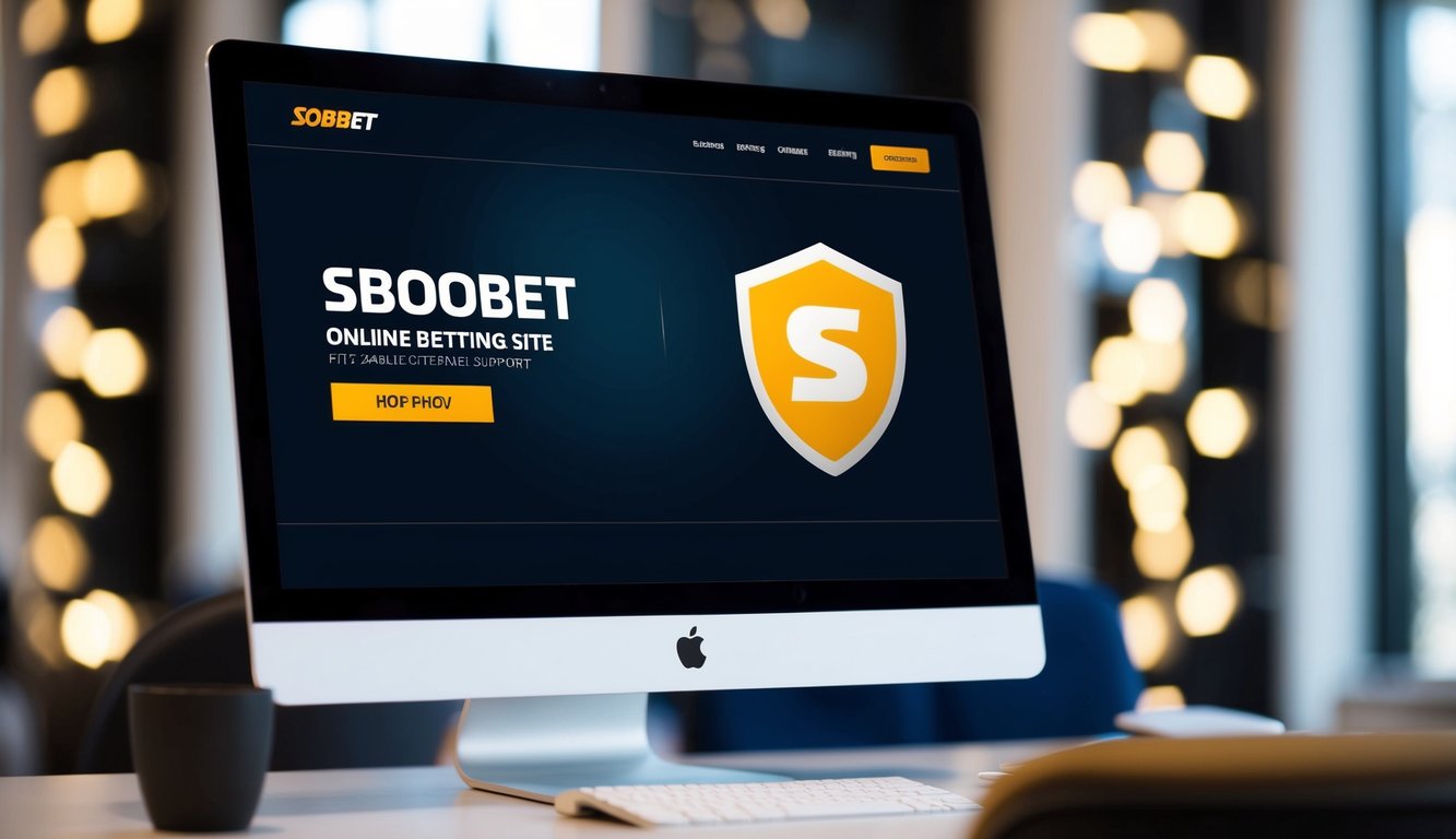 Sebuah layar komputer menampilkan situs taruhan online SBOBET dengan ikon dukungan pelanggan 24 jam