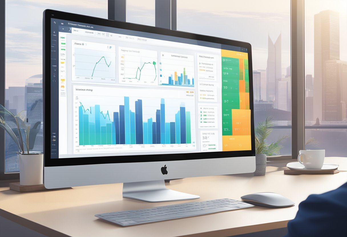A computer screen displaying the standard account type on the binarium broker website, with various trading charts and graphs visible in the background