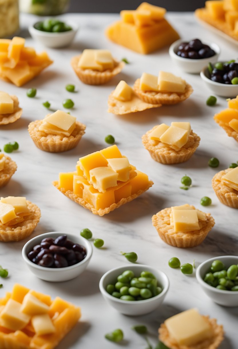 A platter of cheddar cheese crisps surrounded by keto-friendly opera house food options