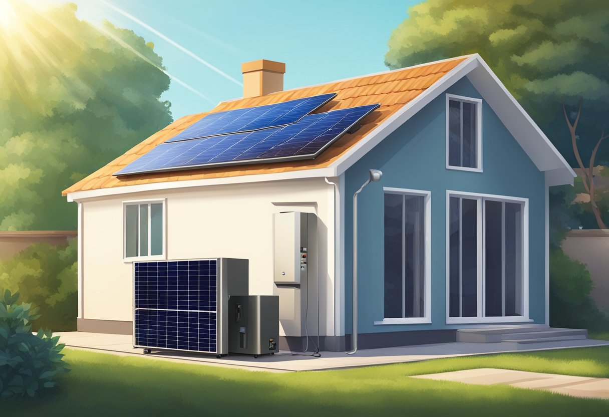 A home solar generator sits outside a house, absorbing sunlight to power the building