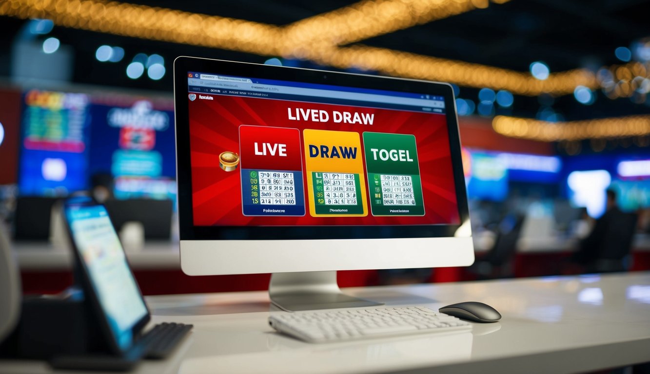 Sebuah layar komputer menampilkan fitur undian langsung di situs togel online