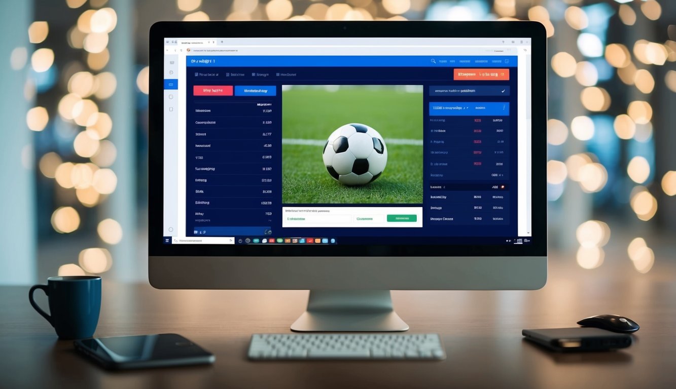 Sebuah layar komputer dengan bola sepak dan odds taruhan yang ditampilkan