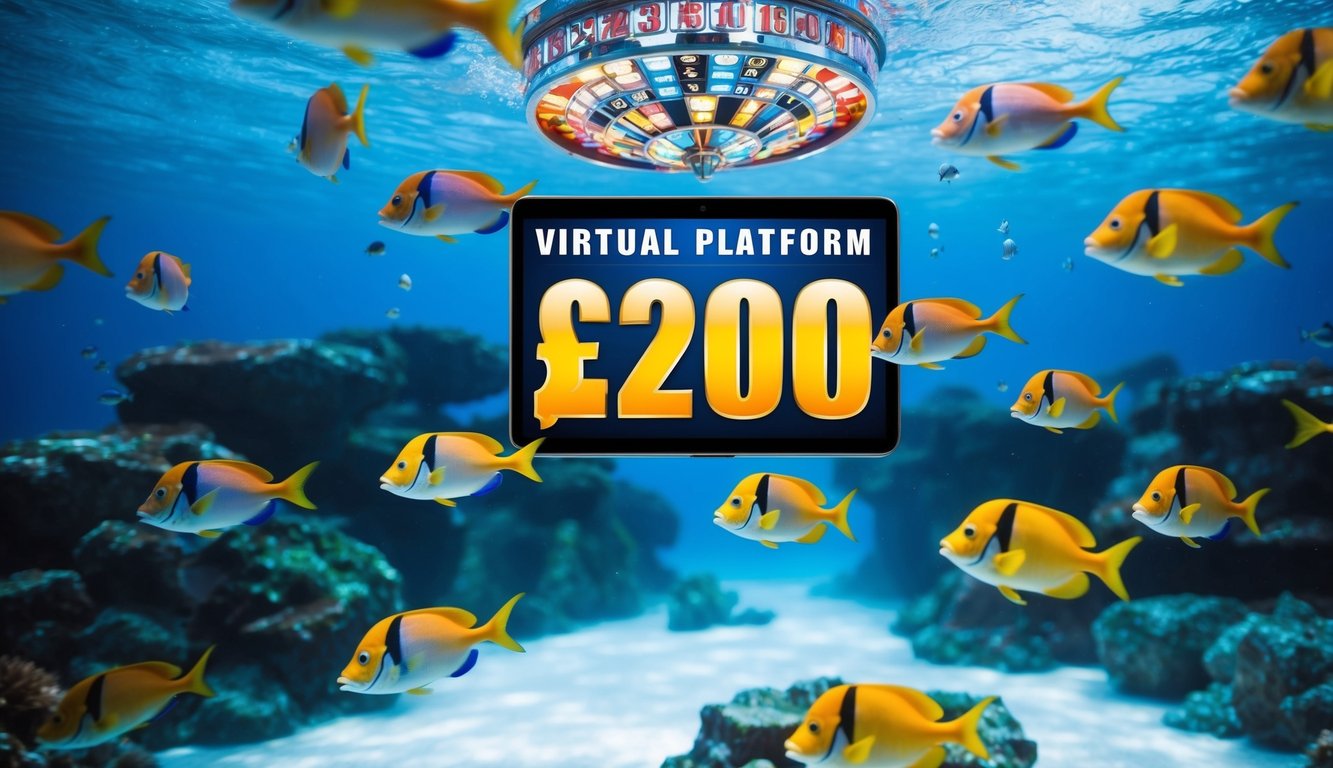 Dunia bawah laut dengan ikan berwarna-warni dan hadiah jackpot besar yang ditampilkan di platform virtual