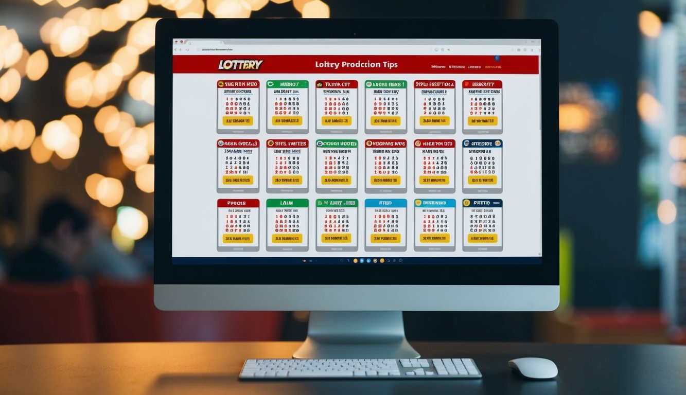 Sebuah layar komputer menampilkan berbagai situs web prediksi lotere dengan tips kemenangan harian