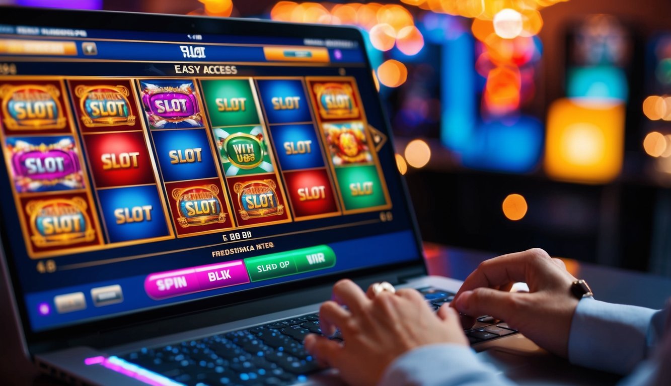 Antarmuka permainan slot online yang cerah dengan akses mudah dan desain modern