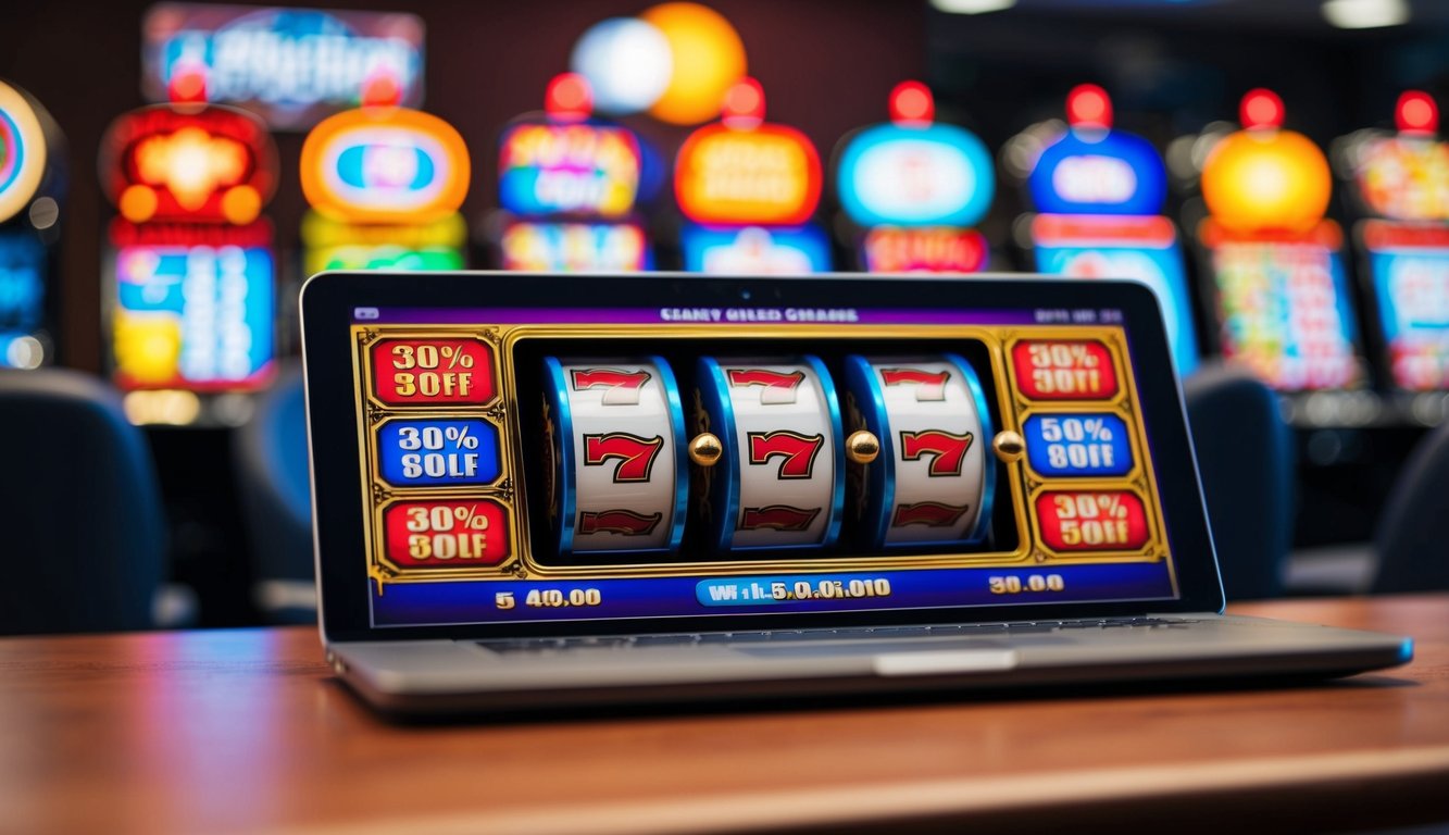 Mesin slot online berwarna-warni dengan opsi taruhan kecil