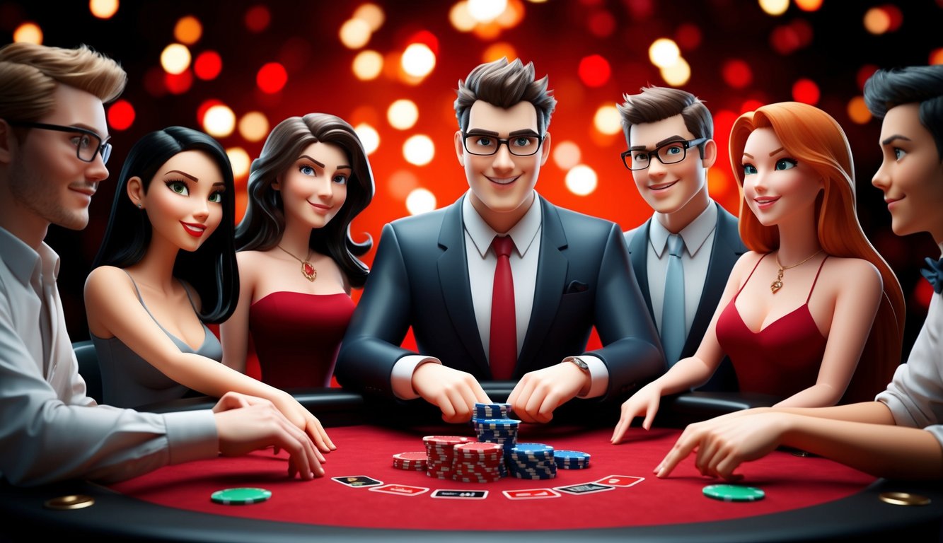 Sekelompok karakter animasi bermain poker online tanpa menggunakan uang