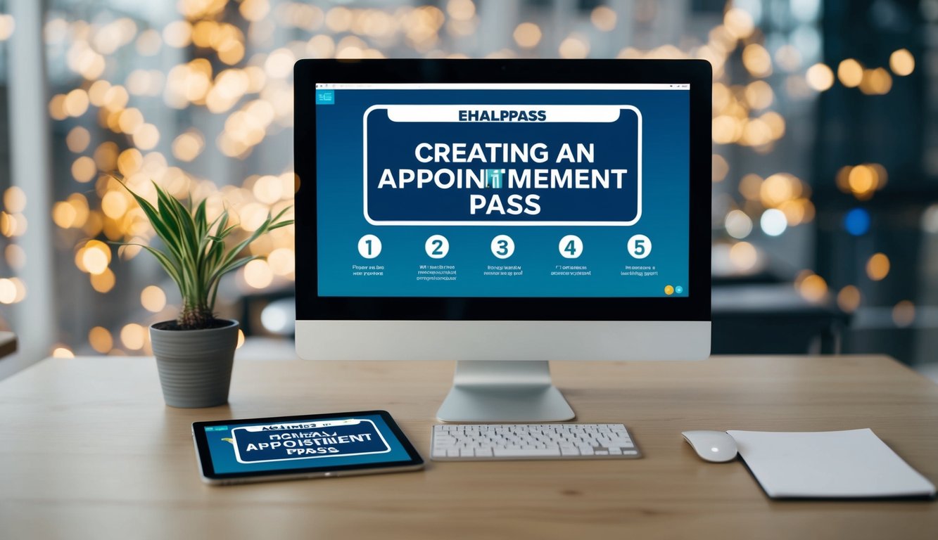 v2 q9cc5 57ezh A computer screen with a step-by-step guide on creating an appointment pass on eHallpass