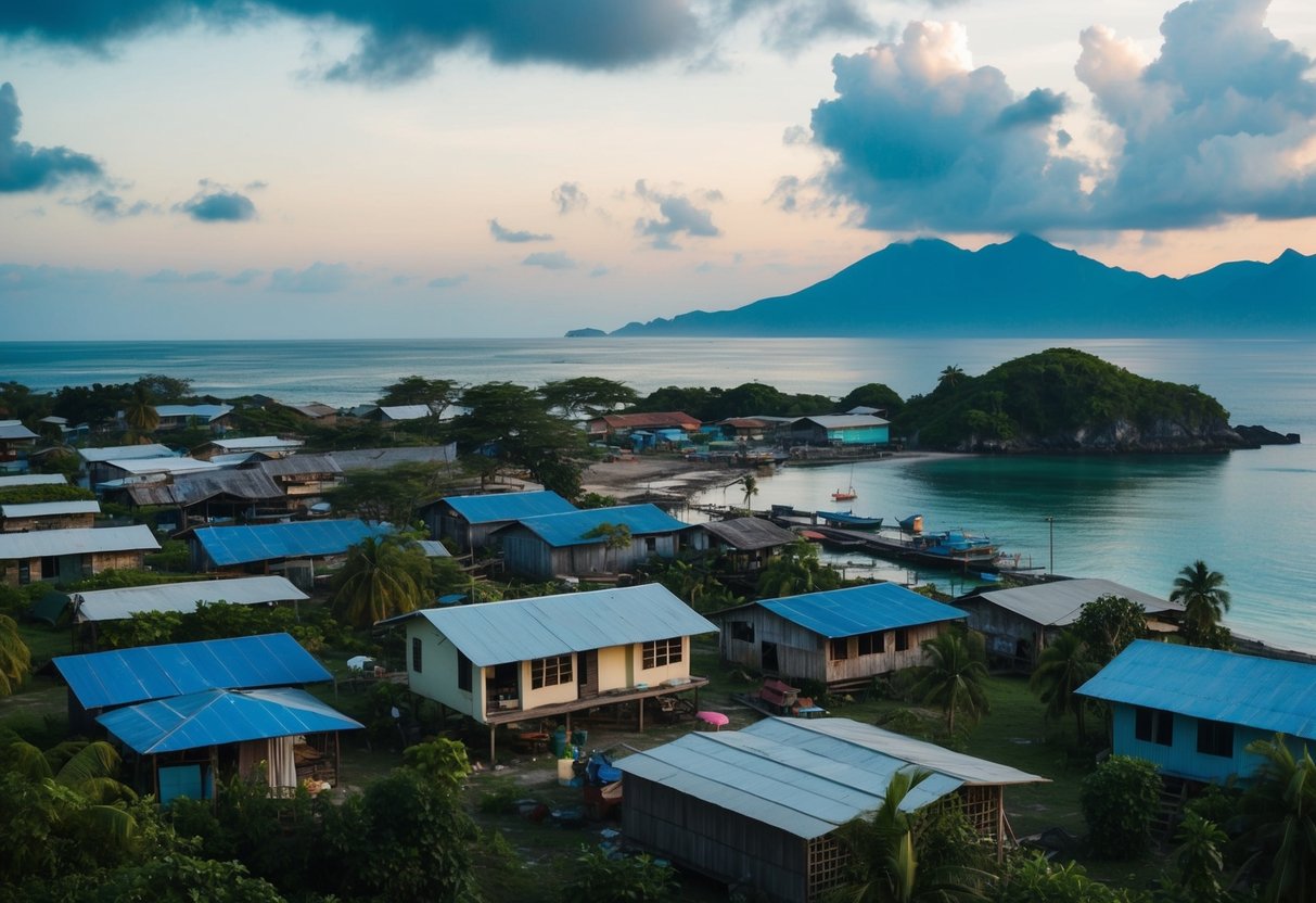 A coastal village in the Philippines, with resilient infrastructure and adaptive measures in place to combat the impact of climate change