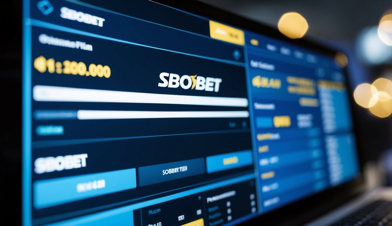 Antarmuka digital futuristik dengan desain ramping dan akses cepat serta aman ke opsi taruhan sepak bola Sbobet terbaru