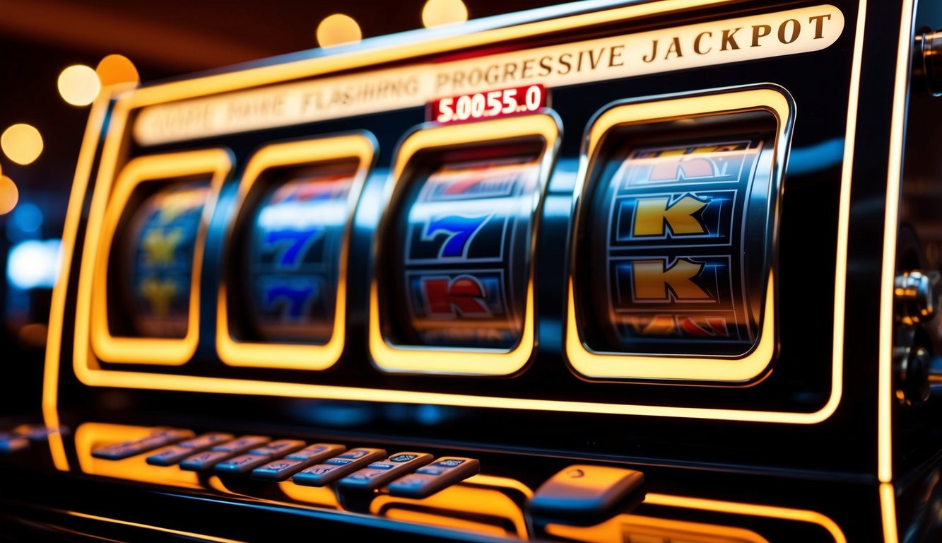 Mesin slot online yang bersinar dengan tampilan jackpot progresif yang berkedip