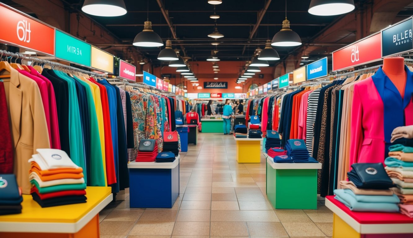 Pasar yang ramai dengan tampilan warna-warni dari merek fashion lokal