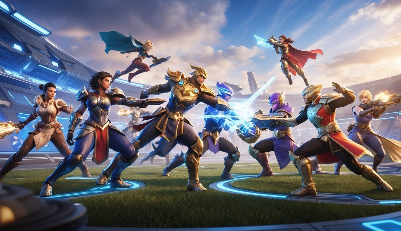 Sekelompok pahlawan bertempur di arena futuristik, merencanakan dan melaksanakan taktik untuk meningkatkan peringkat mereka di Mobile Legends