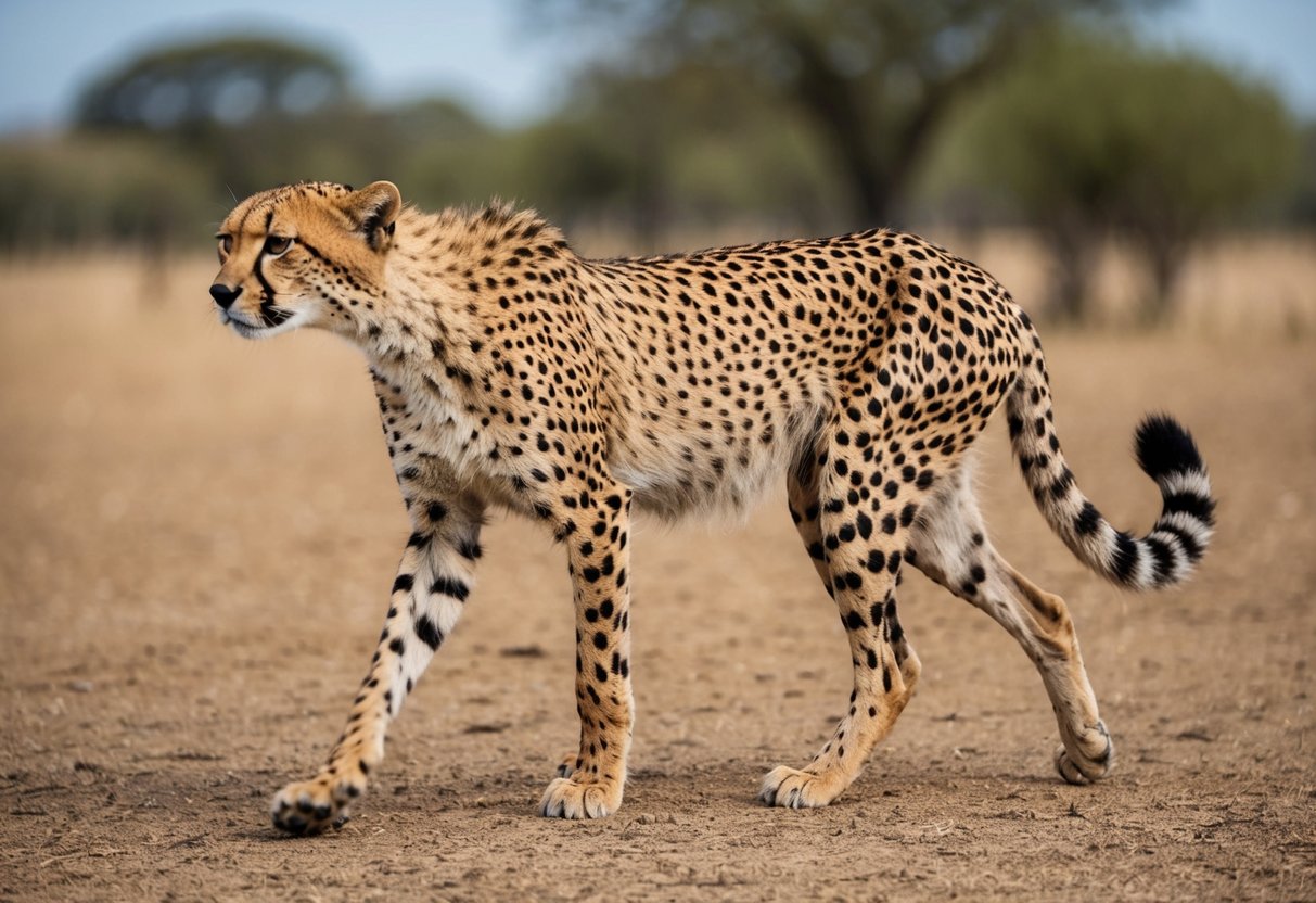 Cheetahs roam freely in the wild, hunting and resting in the savannah. In captivity, they are confined to a small enclosure, pacing restlessly