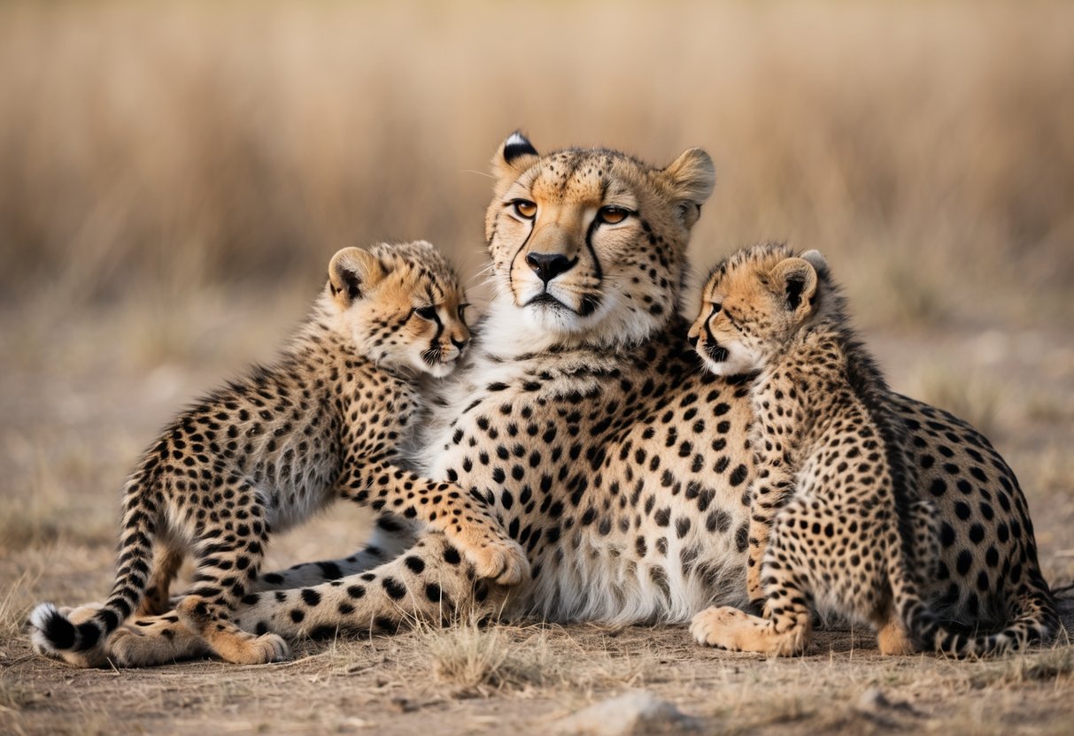 The mother cheetah collapsed, her breathing labored, as her cubs nuzzled her side, unaware of her fading strength