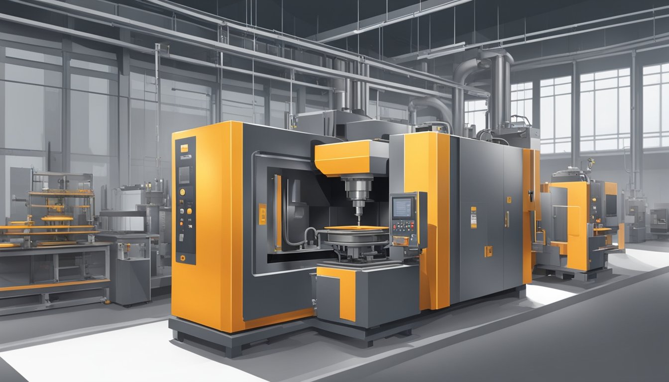 Molten metal poured into molds, cooling and hardening to form carbide inserts. Machinery shaping and polishing the inserts for precision and durability