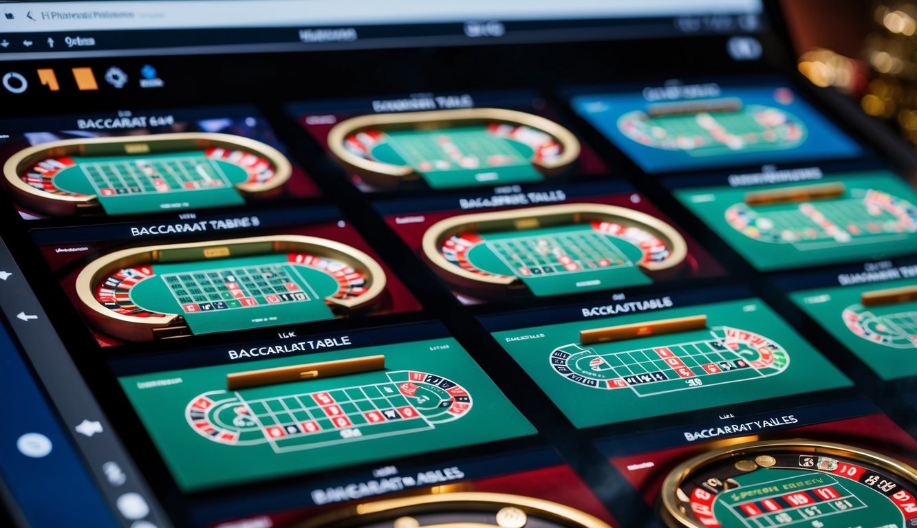 Berbagai jenis meja baccarat ditampilkan di platform online