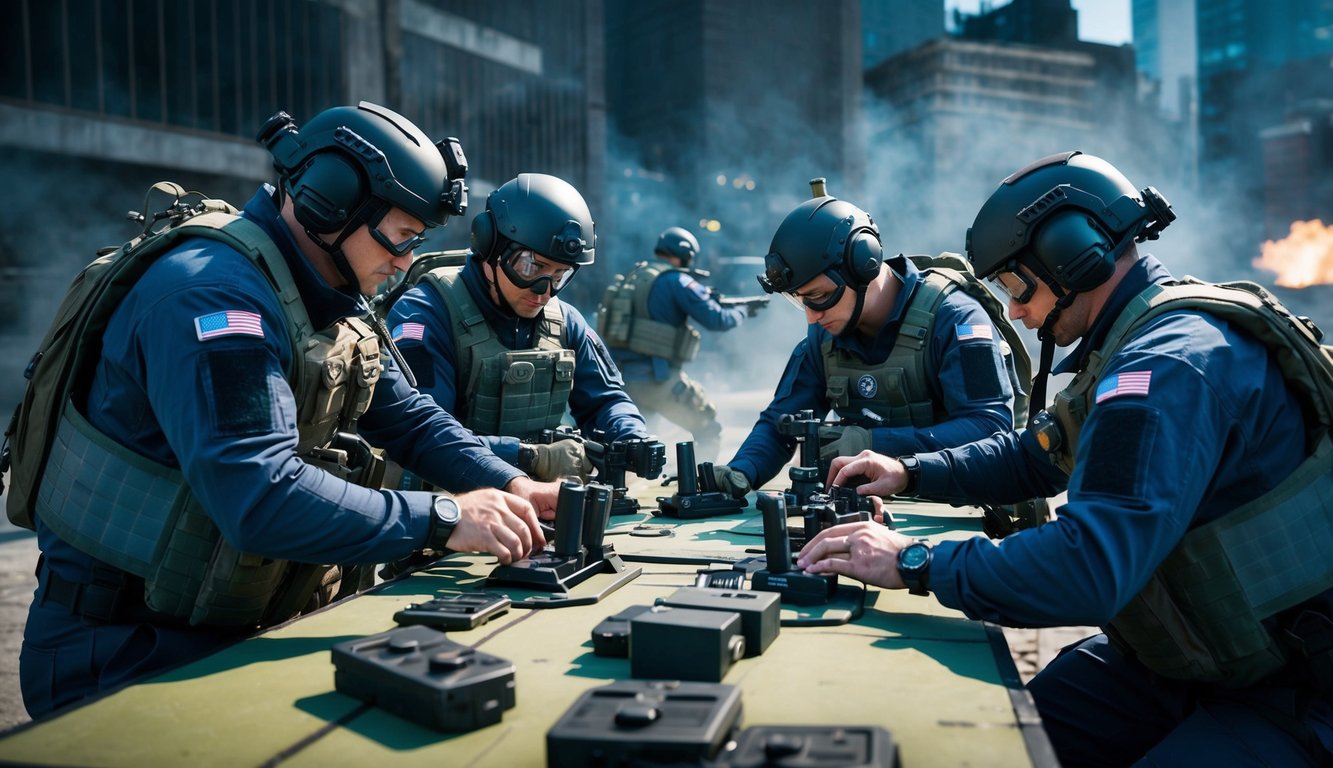 Sekelompok operator secara strategis menempatkan gadget dan merencanakan serangan mereka di peta Rainbow Six Siege