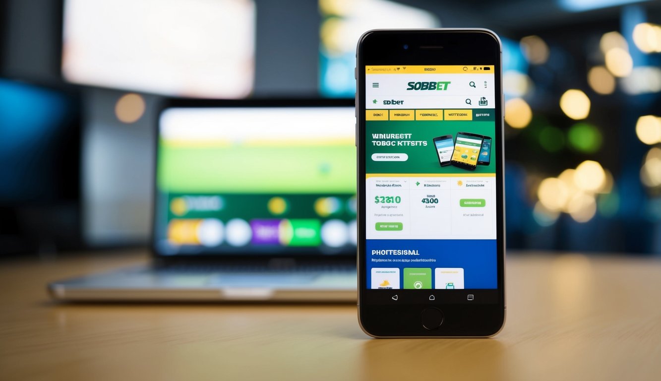 Sebuah smartphone modern menampilkan situs web Sbobet, dengan antarmuka akses yang mulus dan cepat