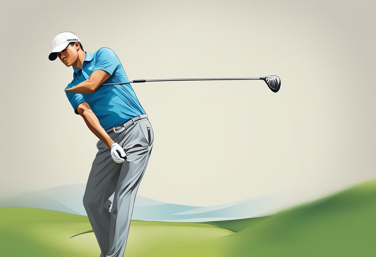 A golfer swinging a club with precision and focus