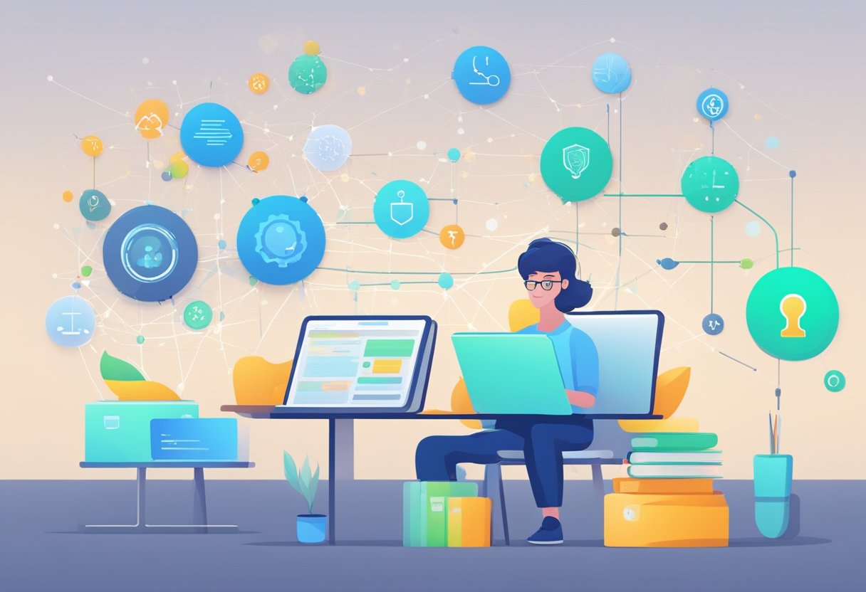 An AI algorithm analyzes and grades digital assignments, displaying accuracy and efficiency in assessment