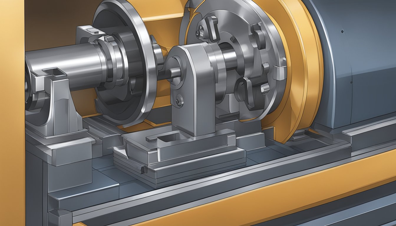 A carbide turning insert being used to shape metal on a lathe