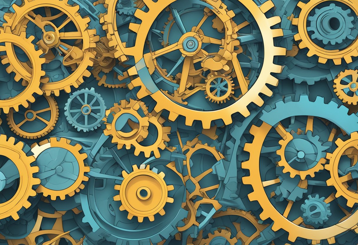 A web of interconnected gears symbolizing mental models
