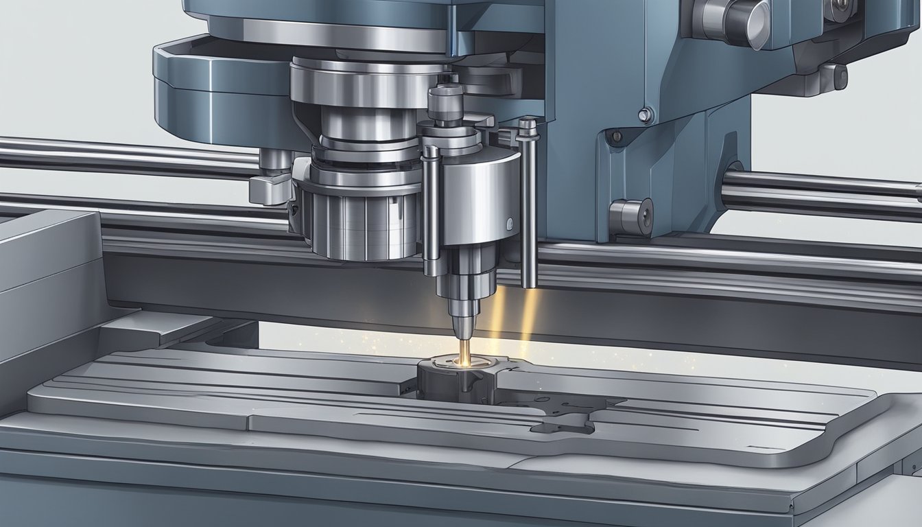 A CNC machine precisely mills a piece of cast iron with the optimal end mill, producing smooth, precise cuts