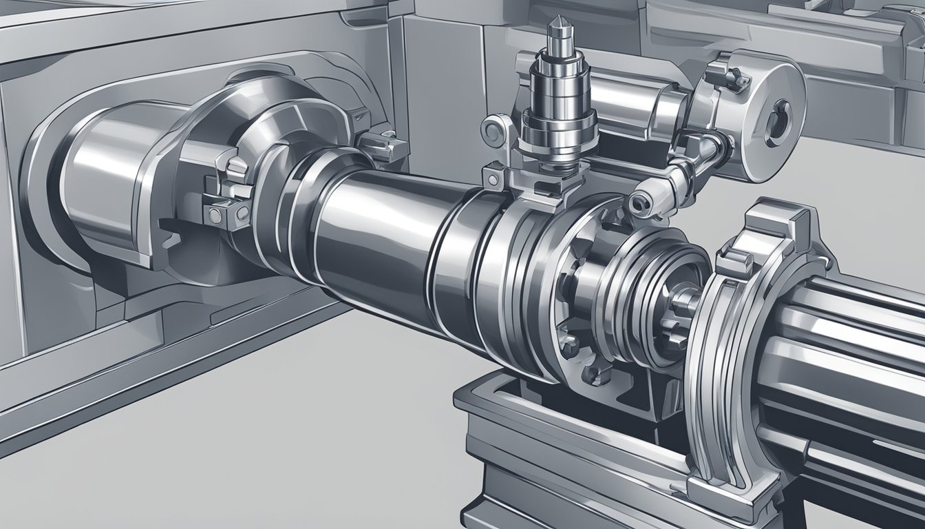 A machine operator inserts carbide tool into cast iron workpiece on a lathe