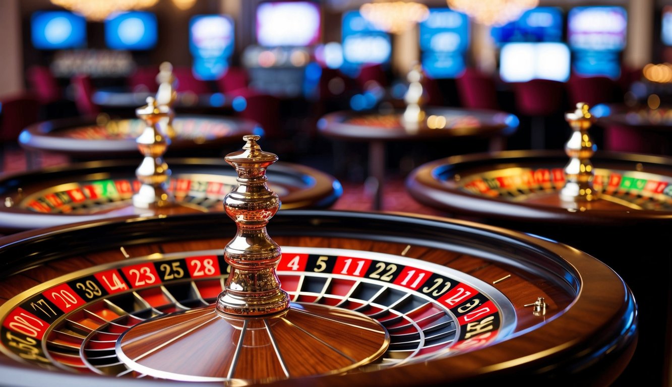 Sebuah kasino roulette online yang ramai dengan berbagai meja taruhan