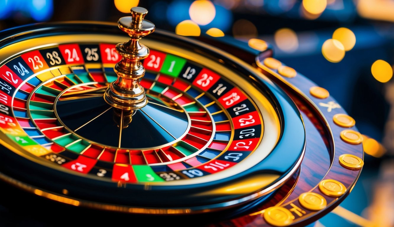 Roda roulette online yang berwarna-warni dan hidup berputar dengan pengalaman permainan interaktif