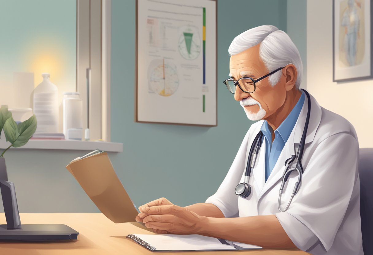 Um geriatra em Curitiba examina condições de saúde comuns em idosos, como artrite, diabetes e hipertensão.