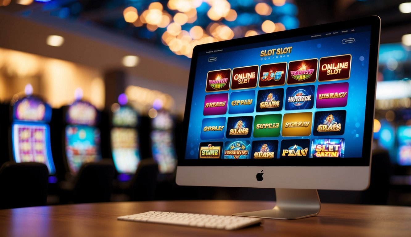 Sebuah layar komputer menampilkan berbagai permainan slot online