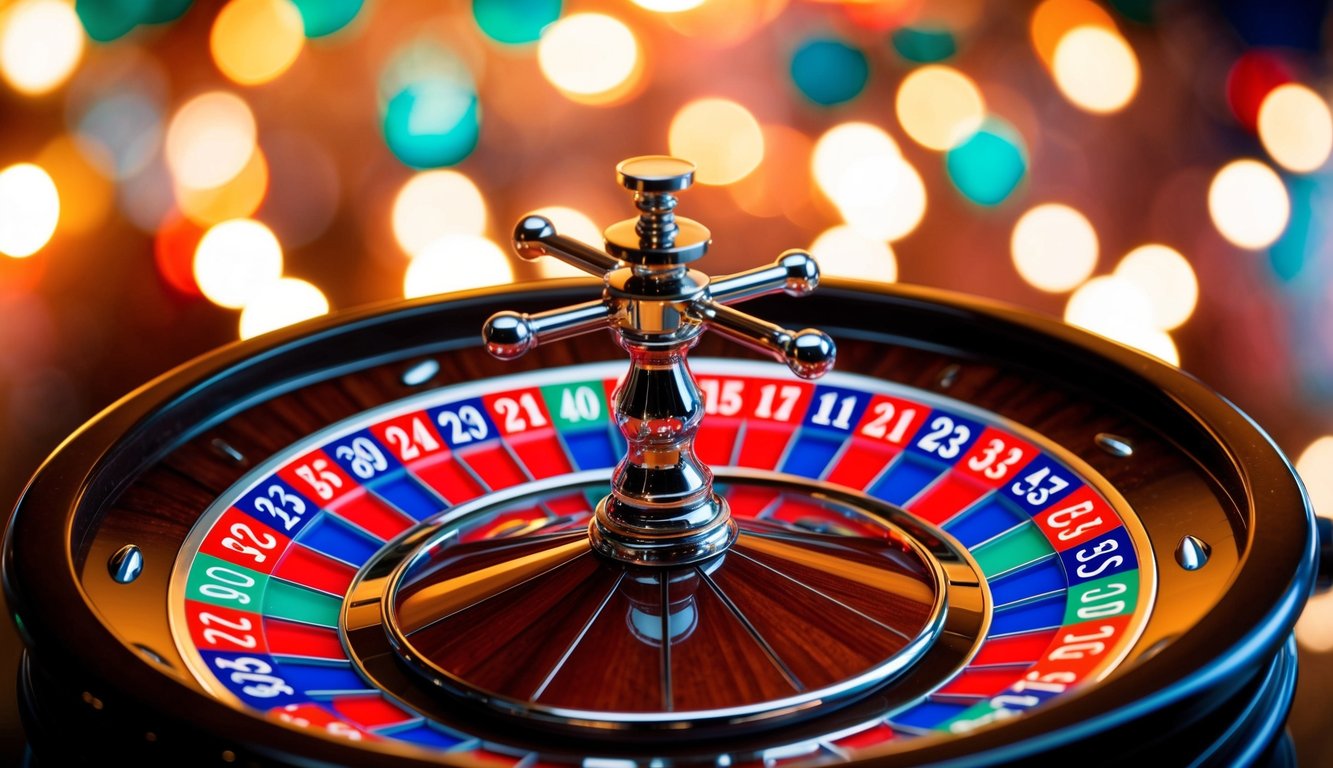 Roda roulette online yang berputar dengan slot bernomor berwarna-warni