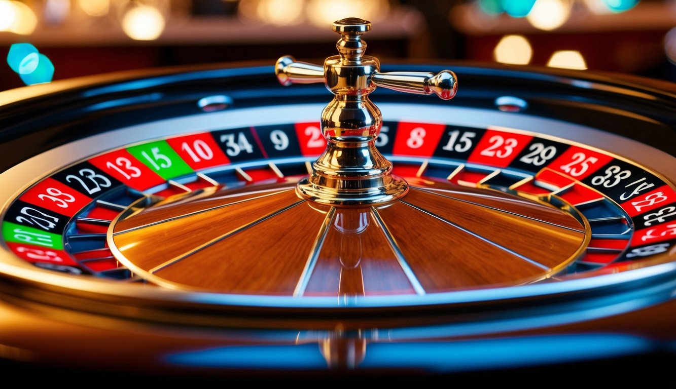 Roda roulette online yang berputar dengan slot bernomor berwarna-warni