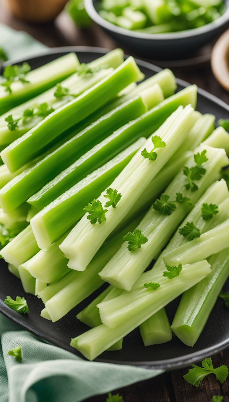 A platter of ranch-flavored celery sticks surrounded by keto-friendly concession alternatives