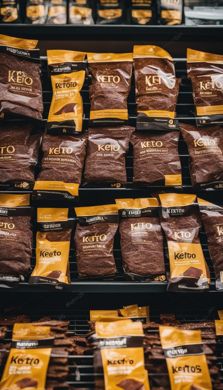 A display of keto beef jerky among 18 concession alternatives at a zoo