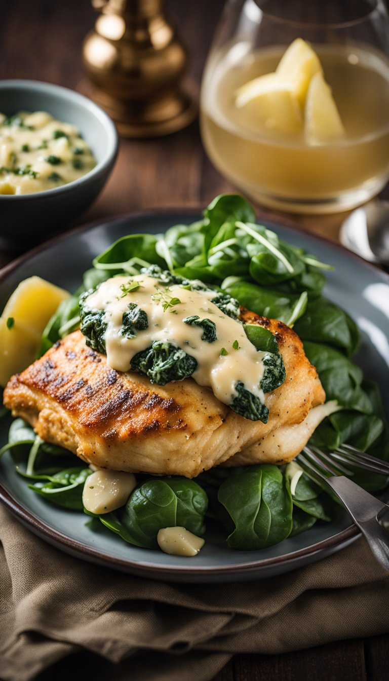 A plate of Spinach and Artichoke Stuffed Chicken surrounded by 25 Keto Aquarium Cafe choices